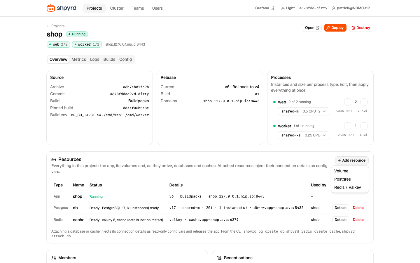Add resource menu