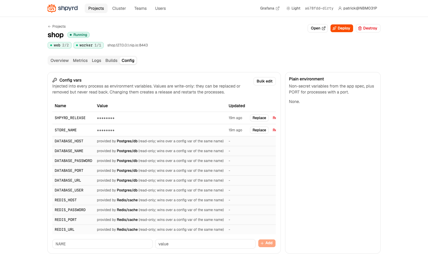 Config tab
